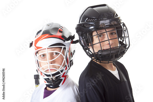 Canvas Print hockey player over white background