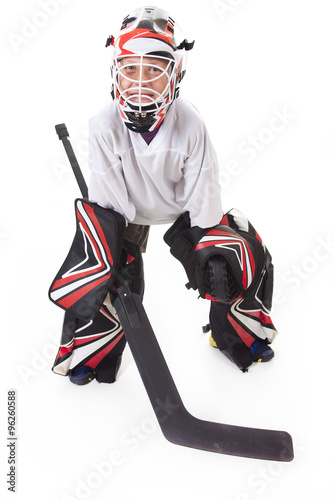Canvas Print young teen hockey goaler