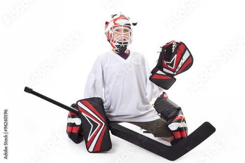 Photography young teen hockey goaler