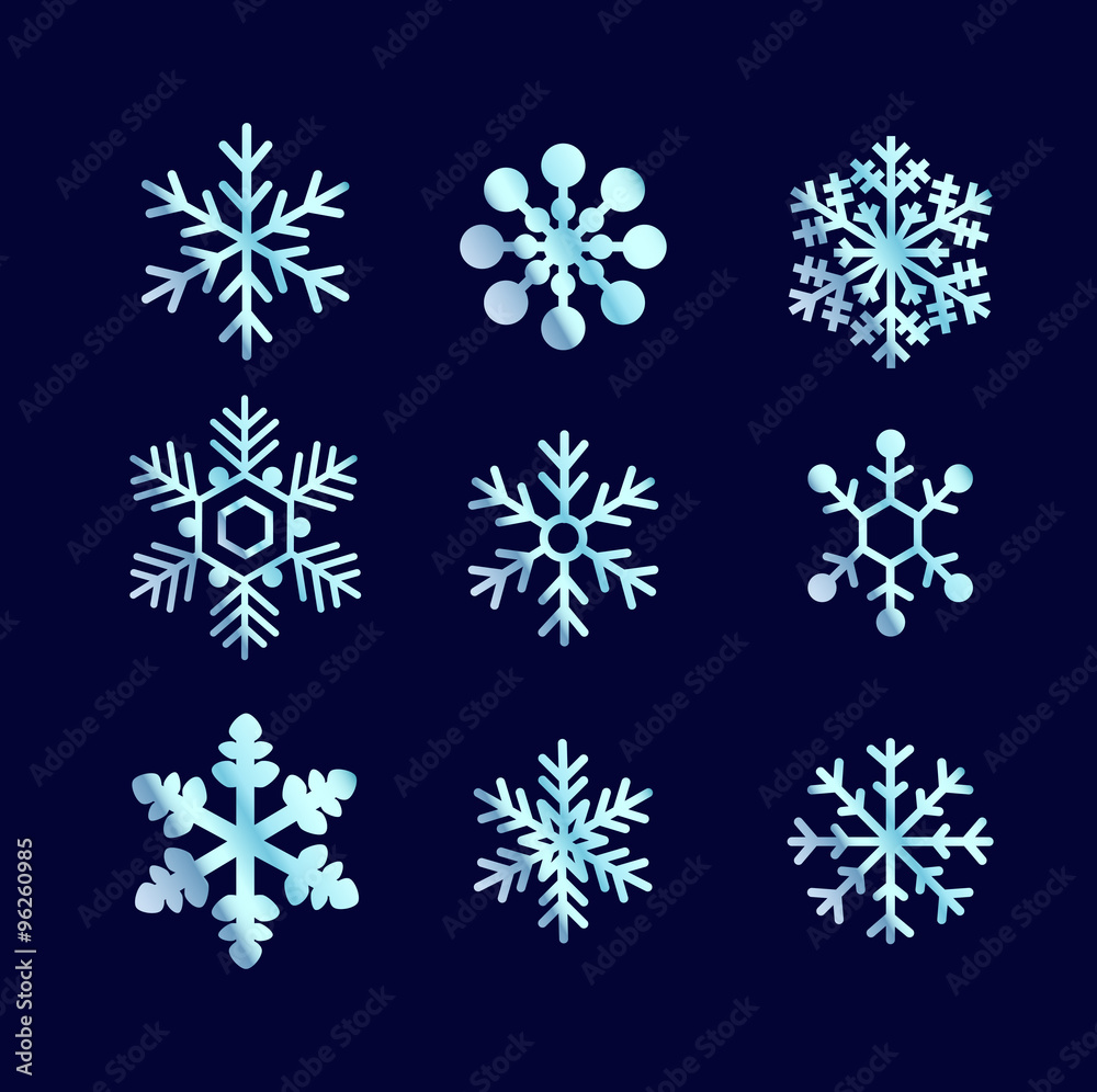 Obraz premium Blue shiny snowflakes vector