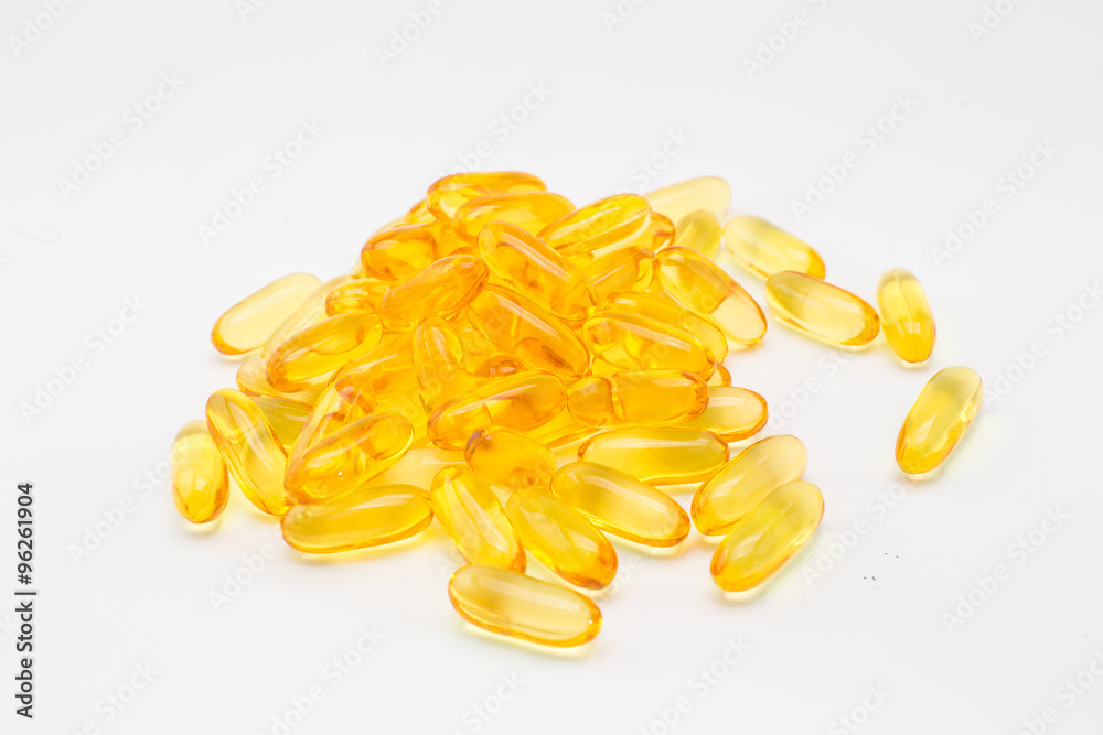 Fish oil capsules and container Fish oil capsules and container