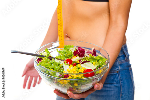 woman in diet with salad bowl