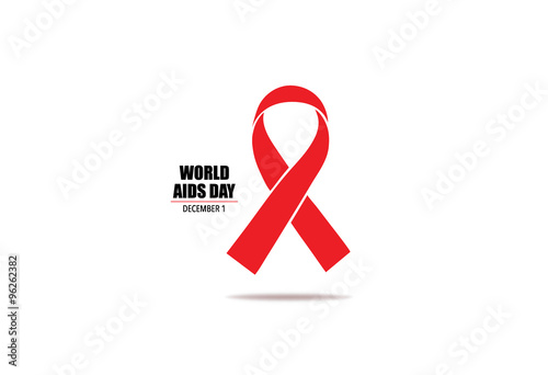 Aids Awareness Red heart Ribbon on white background. 