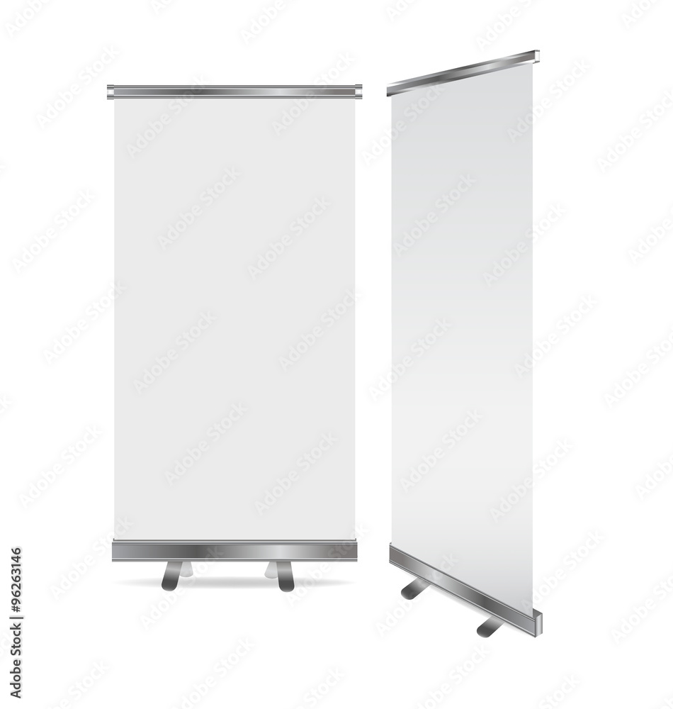 Blank roll up banner display. Vector illustration. Blank roll up banner display. Vector illustration.