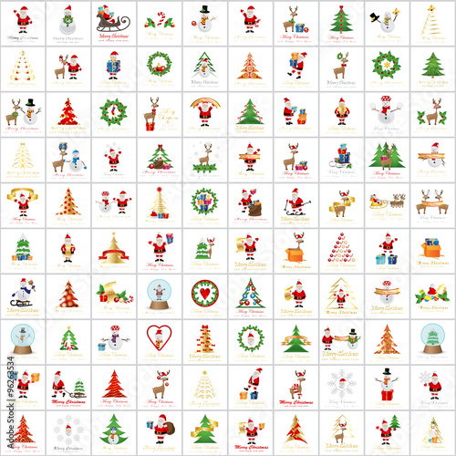Christmas Icons And Elements Set - Isolated On Gray Background - Vector Illustration, Graphic Design Editable For Your Design