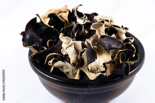 Dried Chinese Black Mushrooms, Auricularia polytricha, also call photo