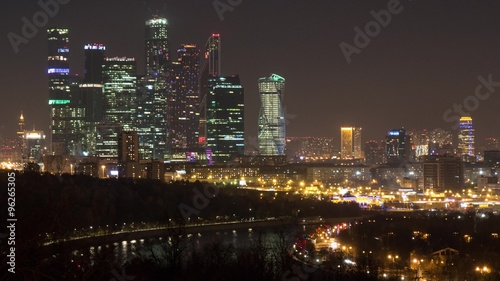 Wallpaper Mural Cityscape timelapse at night. Moscow city, Russia Torontodigital.ca