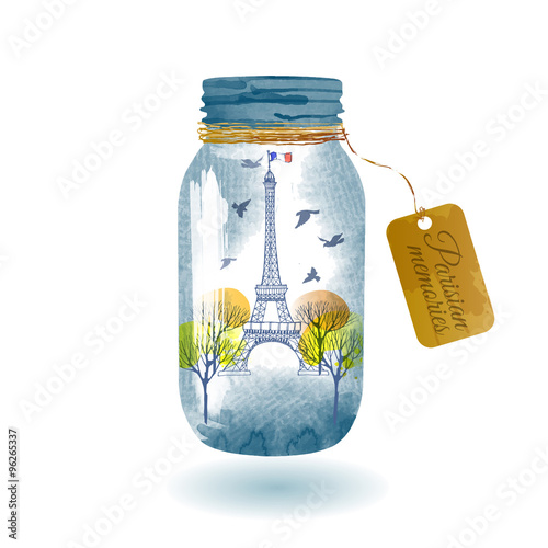 watercolor Vector background of paris city
