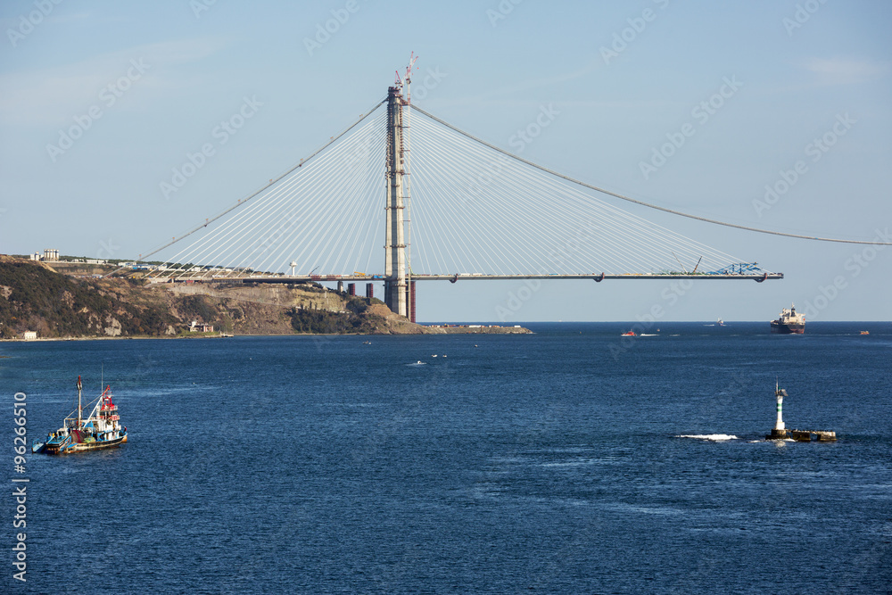 The construction of the third bridge on Bosporus,Istanbul The construction of the third bridge on Bosporus,Istanbul