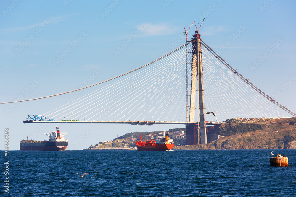 The construction of the third bridge on Bosporus,Istanbul