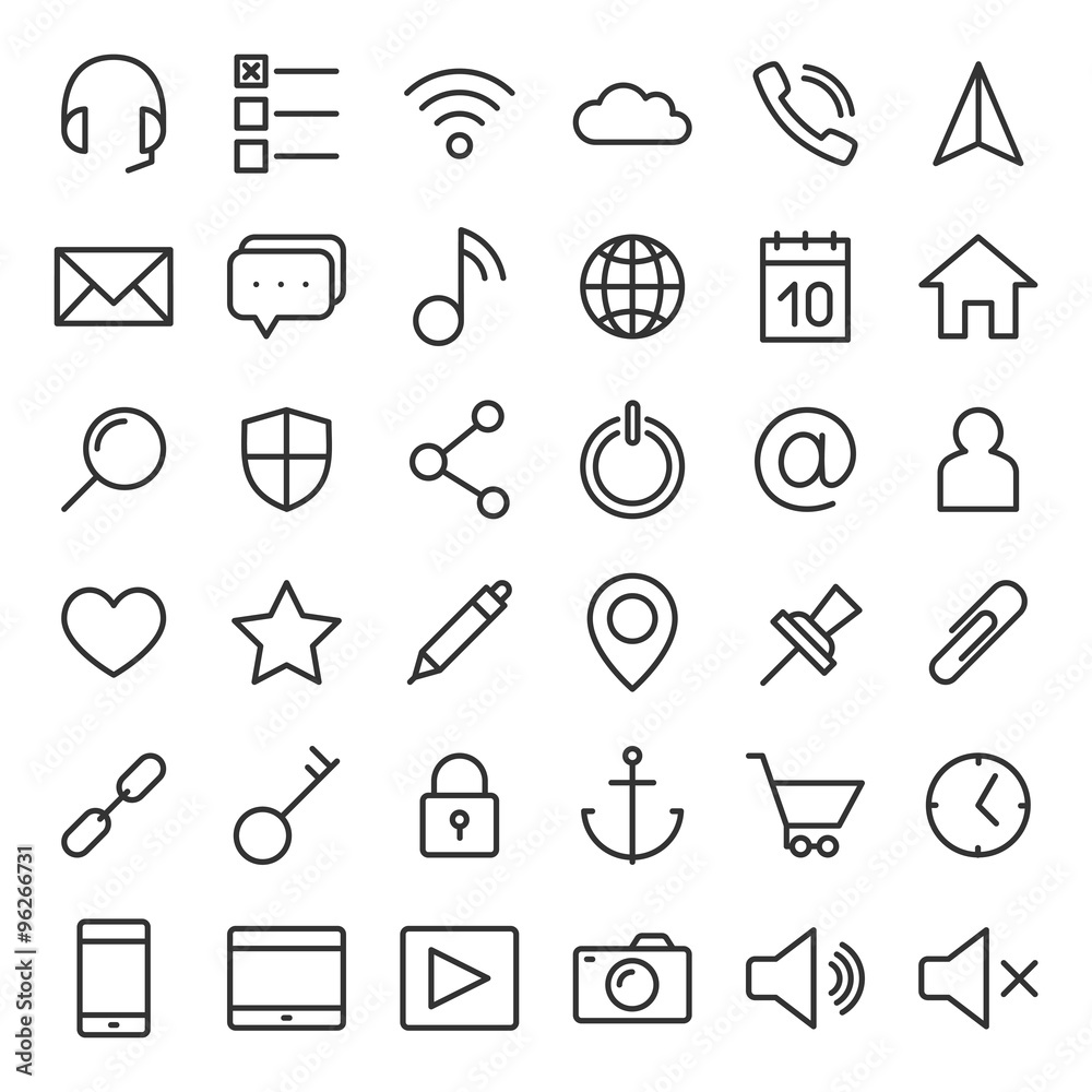 Thin lines web icons set for mobile apps and websites Thin lines web icons set for mobile apps and websites