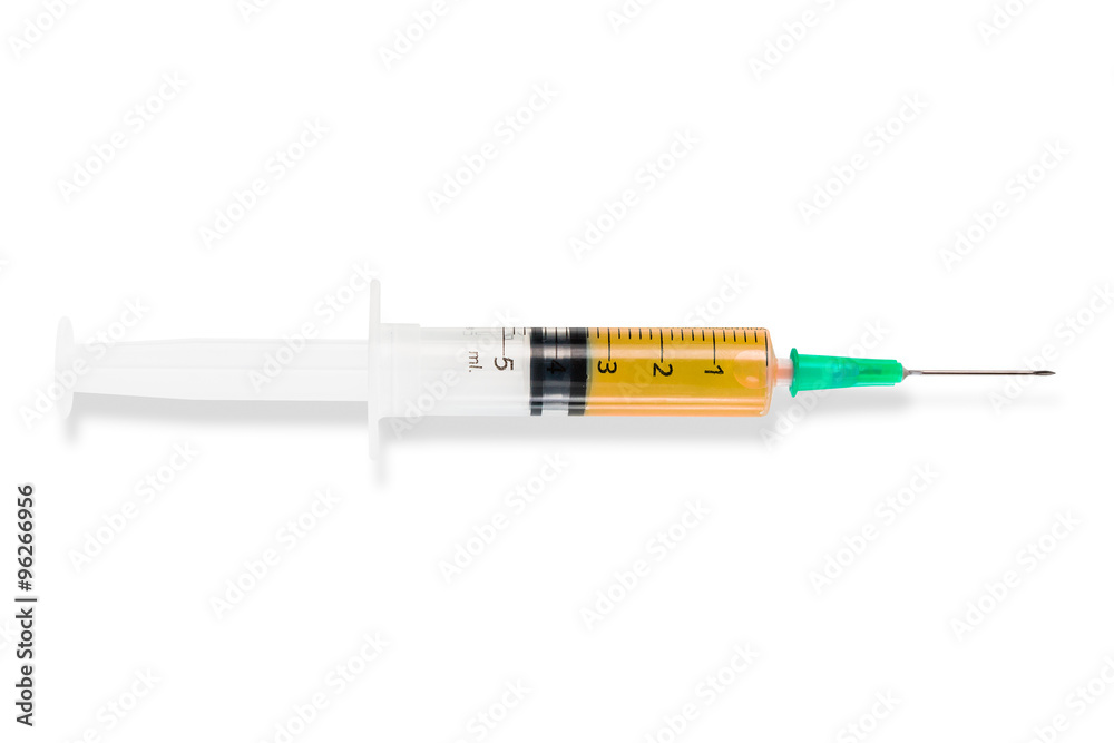 Fototapeta premium syringe filled with blue liquid (Clipping path)