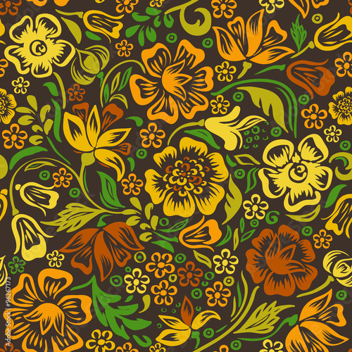 Floral vector seamless pattern with beautiful rose flowers