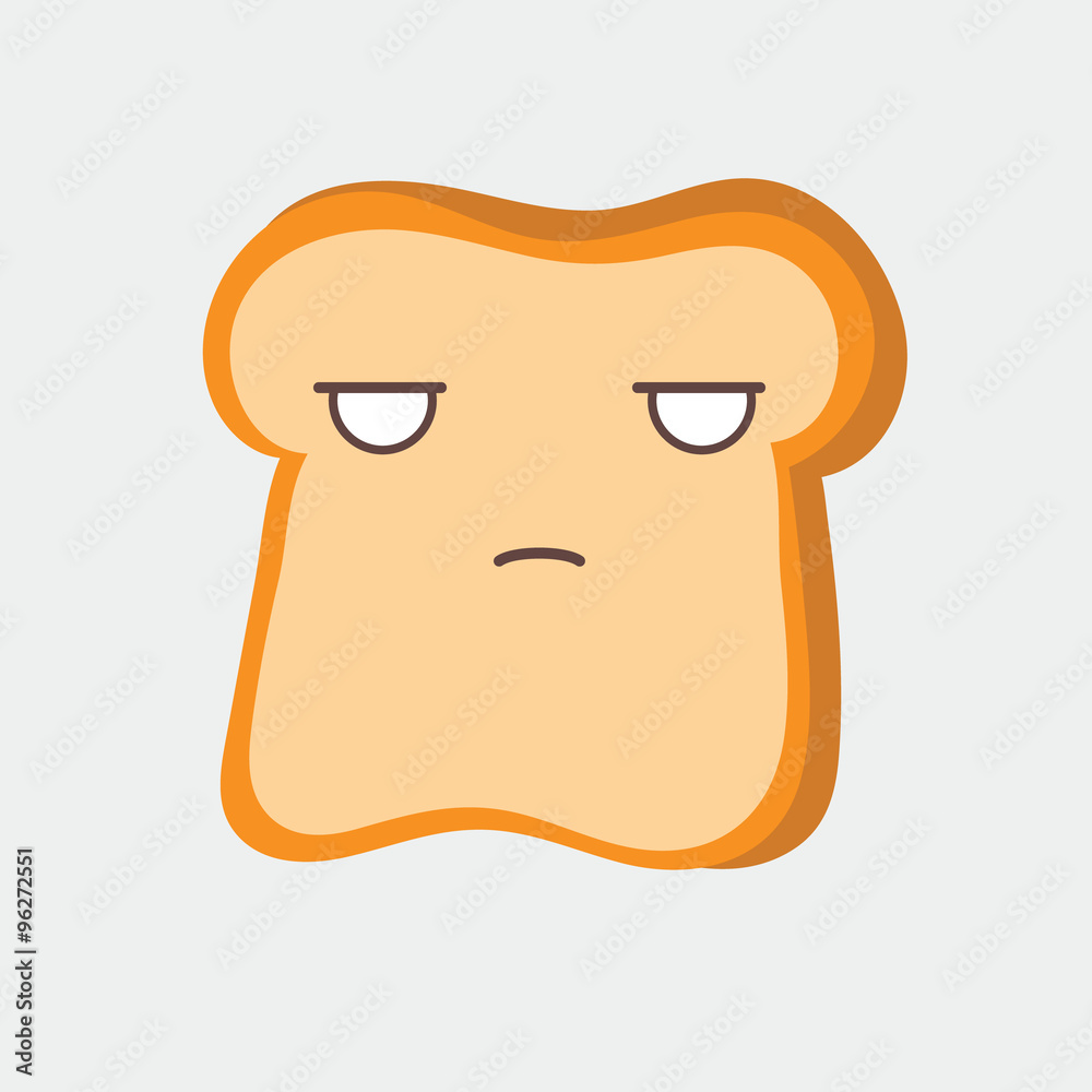 Isolated happy smile point finger Slice of bread cartoon Isolated happy smile point finger Slice of bread cartoon
