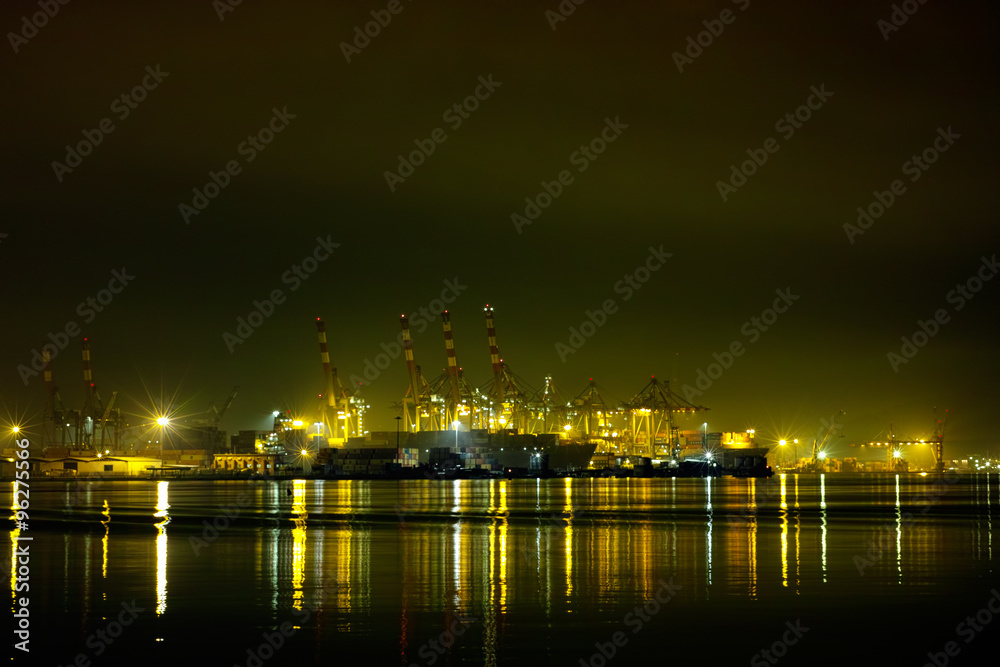 Fototapeta premium La Spezia, Italy. Port, docks by night.