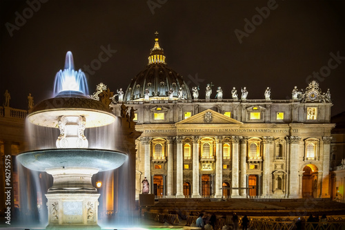 Basilica of St Peter in Vatican, Rome - Italy, at night