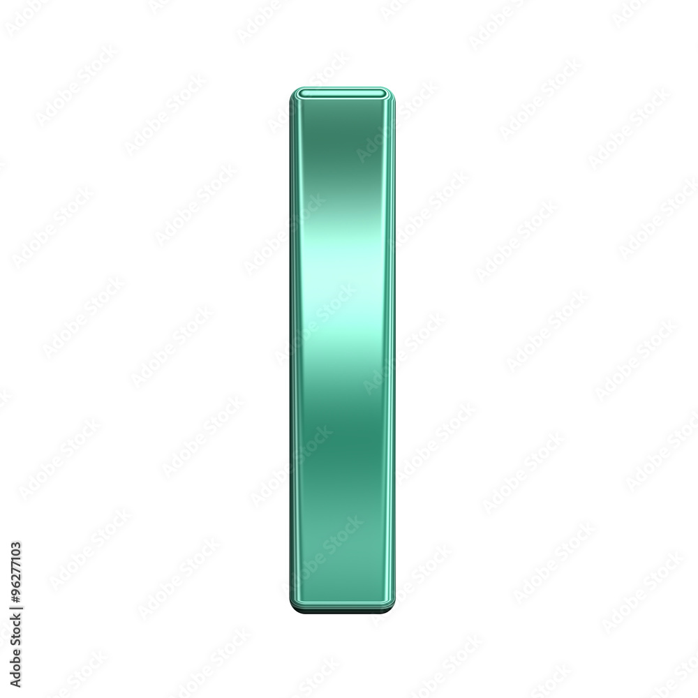 One letter from shiny turquoise alphabet set, isolated on white. Computer generated 3D photo rendering. One letter from shiny turquoise alphabet set, isolated on white. Computer generated 3D photo rendering.