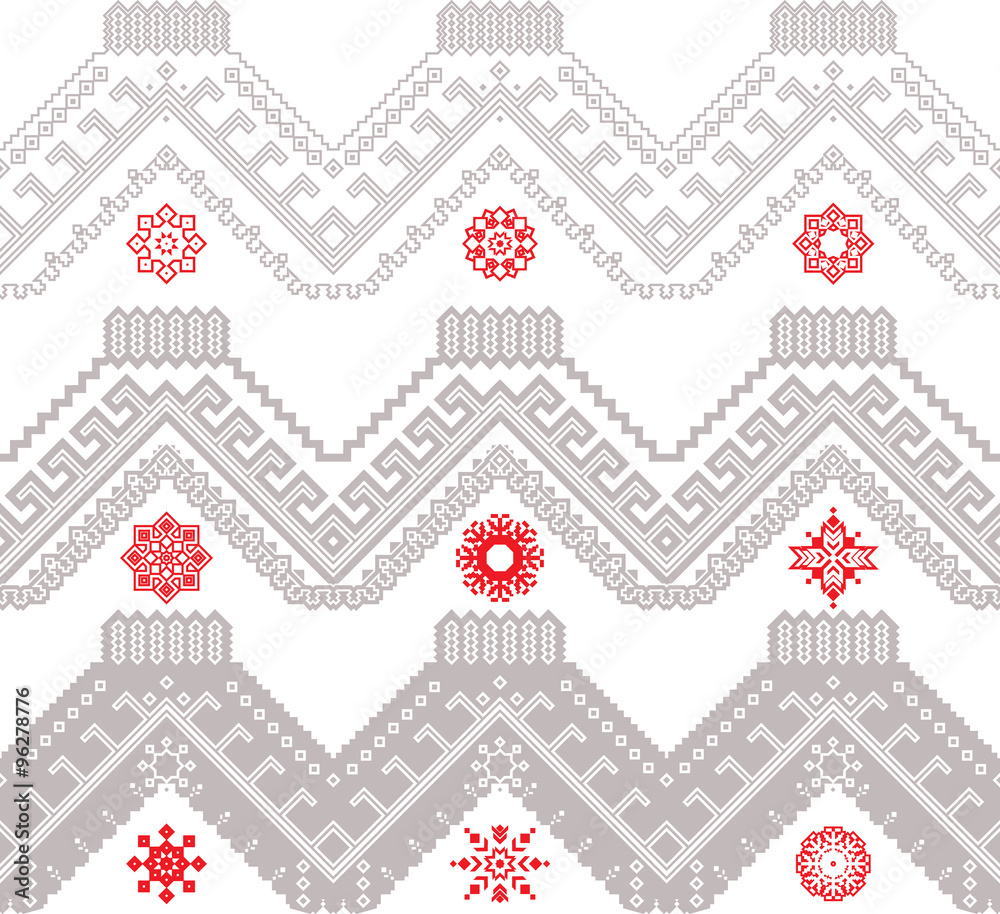 Seamless ethnic zigzag and red solar symbols.
Seamless ethnic zigzag and red solar symbols.