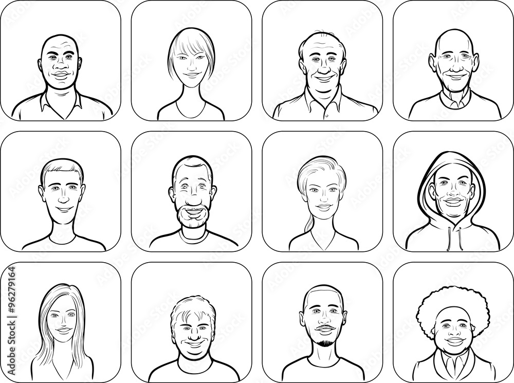 outline vector illustration of diverse business people outline vector illustration of diverse business people