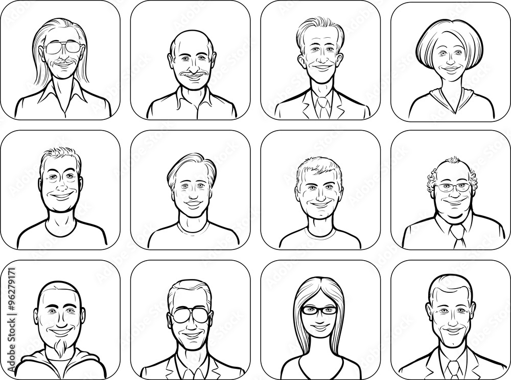 outline vector illustration of diverse business people outline vector illustration of diverse business people