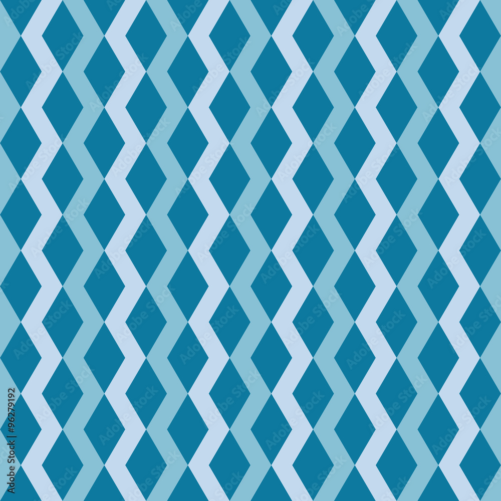 Fototapeta premium Geometric pattern with dark and light blue diamonds