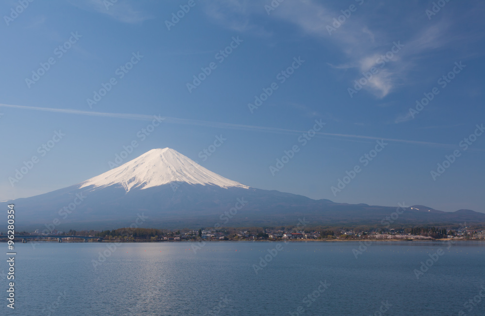 Mountain Fuji and lake kawaguchi in spring season Mountain Fuji and lake kawaguchi in spring season