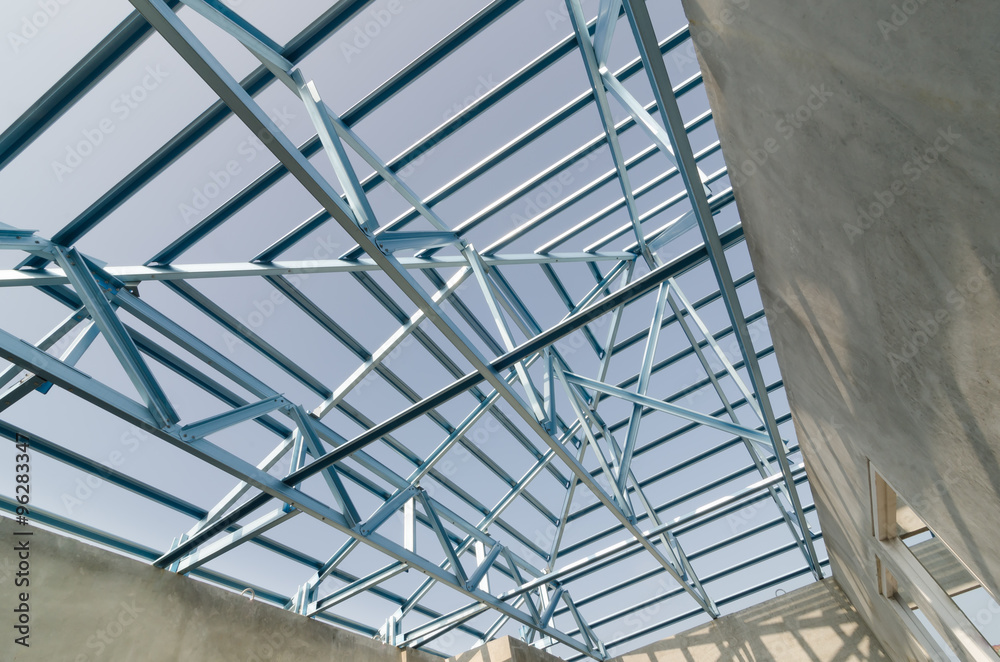 Structure of steel roof. Structure of steel roof.