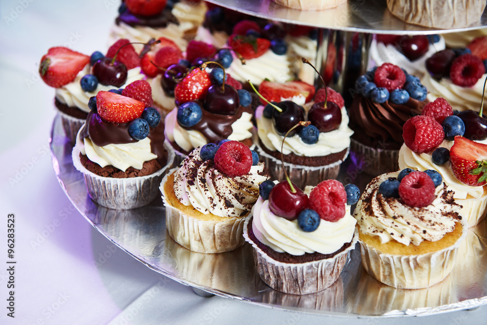 Wedding cakes with berries