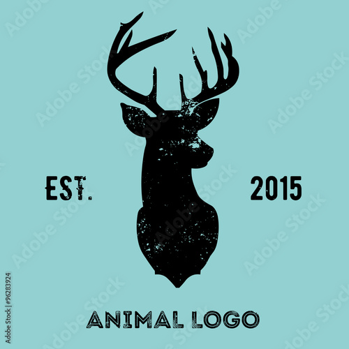 Hipster logotype with head of deer.