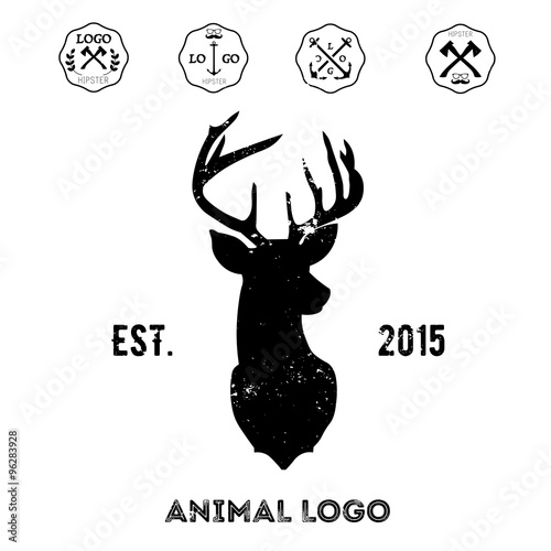 Hipster logotype with head of deer.