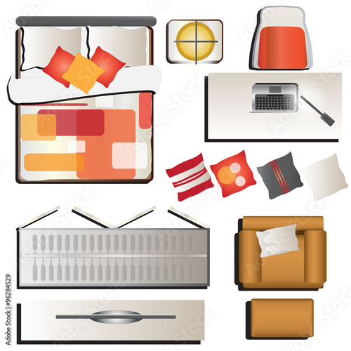 Bedroom top view set 4 for interior, vector illustration

Image ID: 331455638