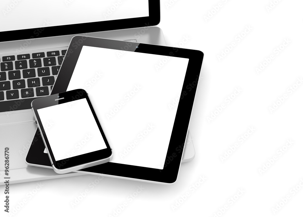 Laptop, phone and tablet pc. Laptop, phone and tablet pc.