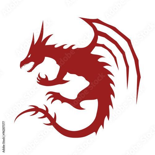 Year of the dragon flat vector icon