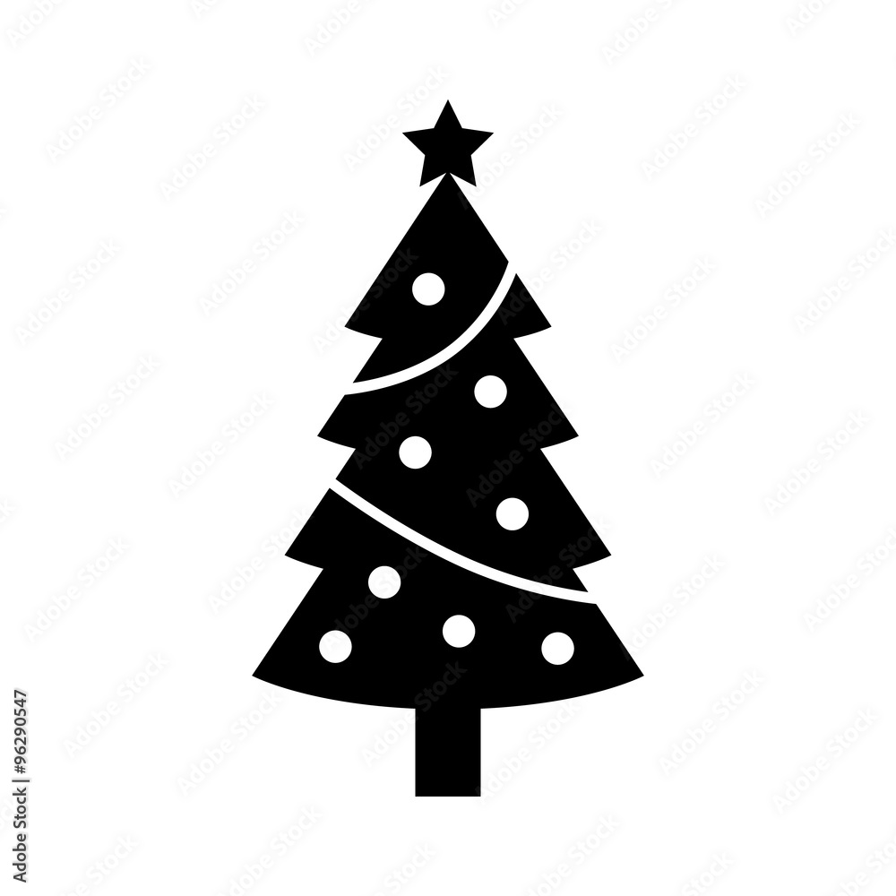 Christmas tree with decorations and star flat icon for apps and websites Christmas tree with decorations and star flat icon for apps and websites