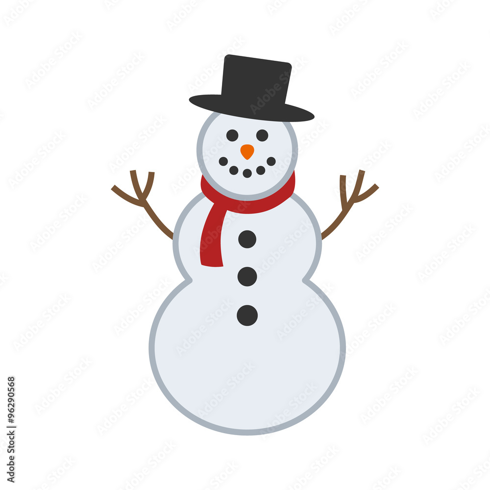 Happy winter snowman with hat and scarf vector illustration for apps and websites