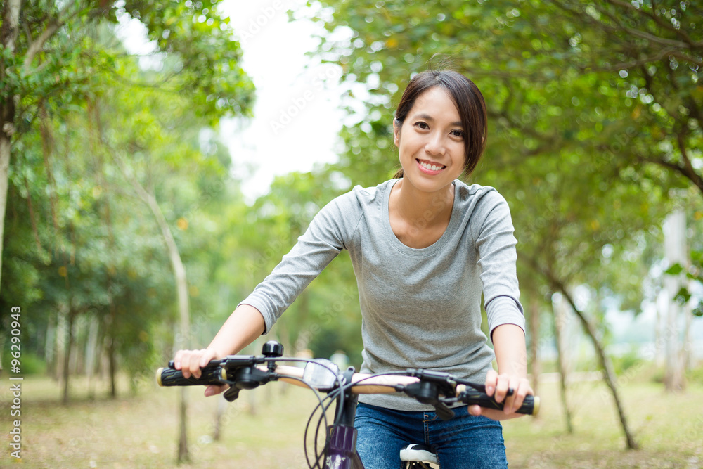 Woman cycling at oudoor