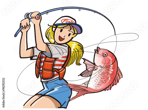 釣りをする女性