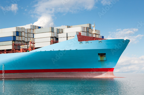 Front part of a large container ship