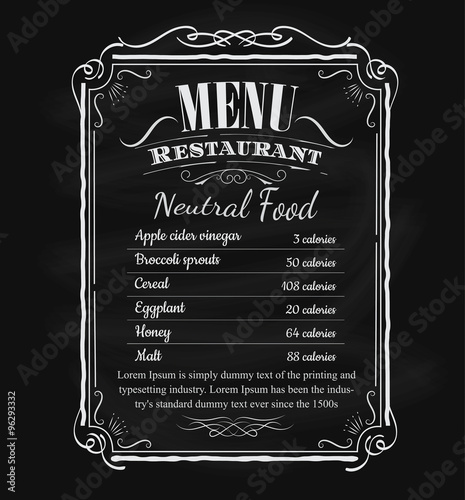 Restaurant menu vintage hand drawn blackboard frame label vector