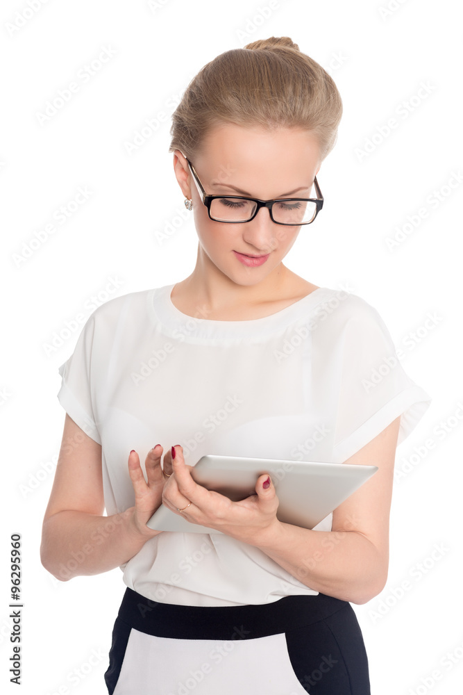 Charming business woman using tablet computer Charming business woman using tablet computer