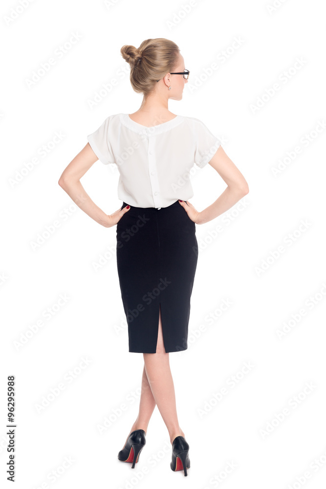 Fototapeta premium Young business woman standing back