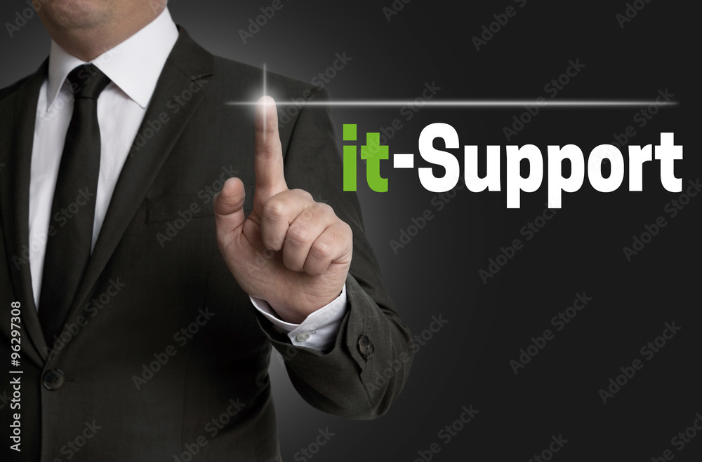 it support touchscreen is operated by businessman concept it support touchscreen is operated by businessman concept