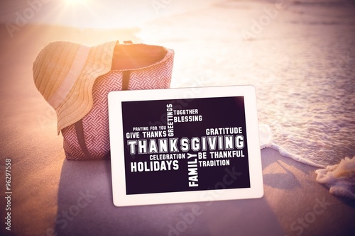 Fototapeta Naklejka Na Ścianę i Meble -  Composite image of thanksgiving words
