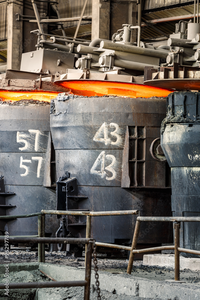 Metal smelting furnace in steel mills