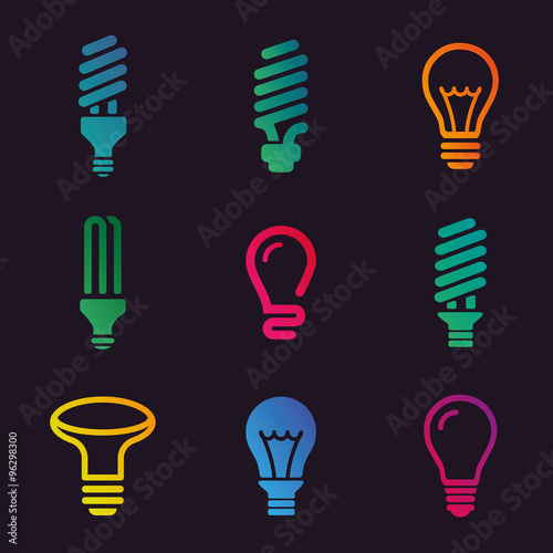 Light bulbs. Bulb icon set
