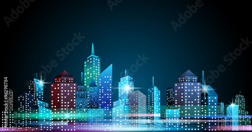 Night cityscape skyline
