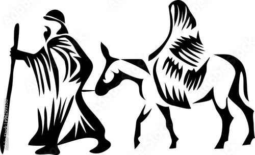 mary and joseph - stylized illustration