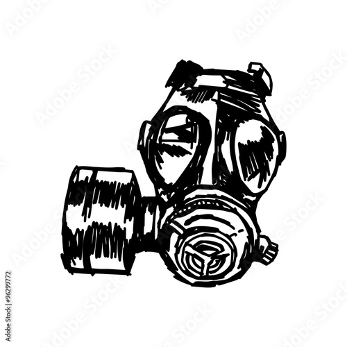 illustration vector doodle hand drawn of sketch Gas mask.