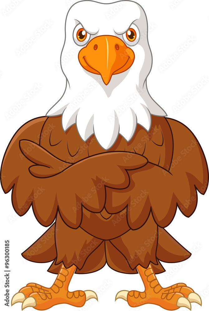 Obraz premium Cute eagle cartoon posing isolated on white background 
