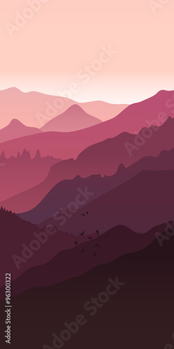 View of pink purple mountains.Mountain landscape.